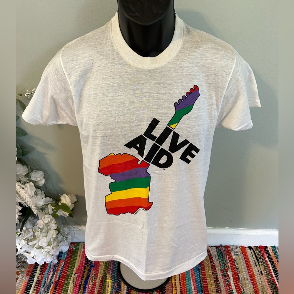 1985 Live Aid Concert Tee Shirt 80s Queen Band Tour Bohemian Rhapsody Medium